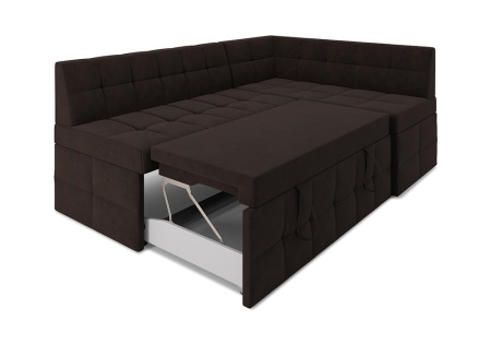 Кухонный угловой диван дельфин Атлантис микровелюр коричневый