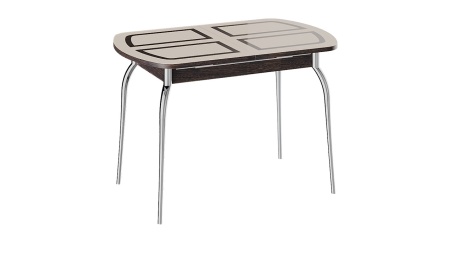 Стол Обеденный Раздвижной со Стеклом «Рио» (Венге/Стекло бежевое с рисунком)/Ш-700 x Д-1100/1450 мм x В-750 мм