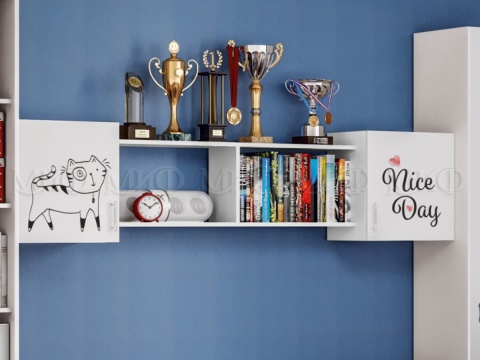 Антресоль Fashion-1 (Ш-2032 мм х Г-280 мм x В-450 мм)Белый/Розовый